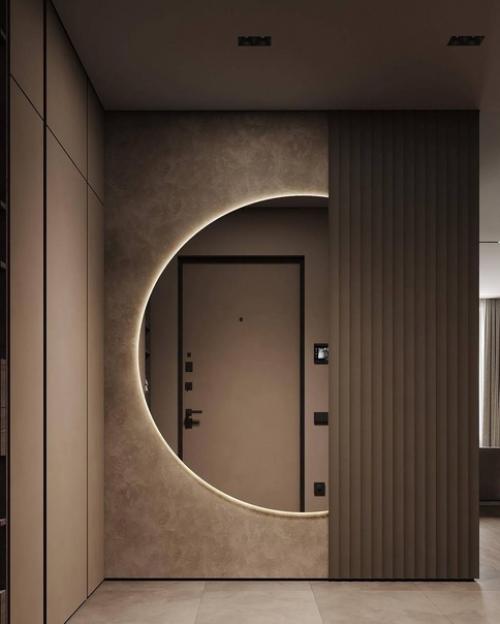 Дизайн кухни - гостиной в современном стиле в природных оттенках. 06