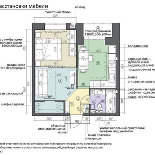 Замечательный дизайн - проект однушки, площадью 41 кв. 09
