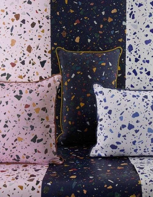 Изначально терраццо - мозаичный бесшовный пол, где в известь или цемент помещены кусочки мрамора, полудрагоценных камней и цветного стекла. 05