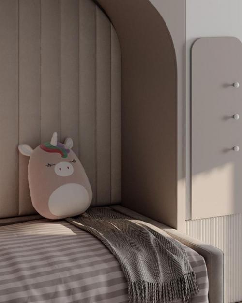 Замечательный интерьер детской комнаты в нейтральных оттенках. 03