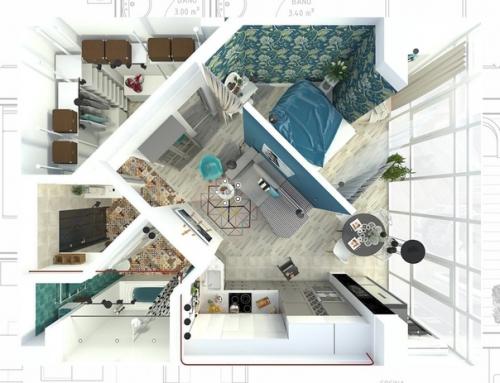 Квартира с диагональными стенами. 09