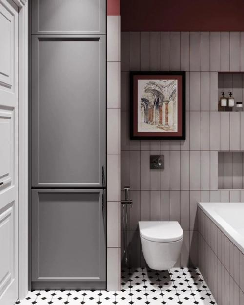 Очень атмосферная, в необычной стилистике ванная комната. 02