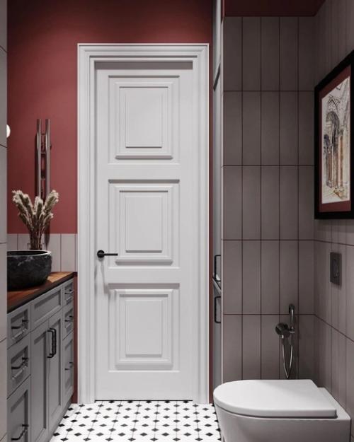 Очень атмосферная, в необычной стилистике ванная комната. 01