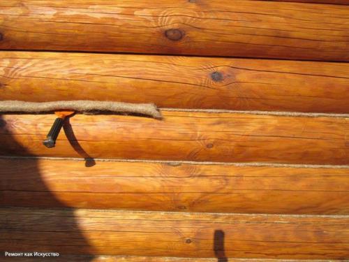 Как конопатить сруб. 02