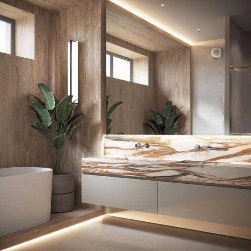 Доброе утро.  Мы начнем день с прекрасного и светлого интерьера большой ванной комнаты. 02