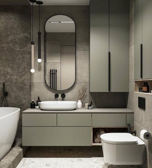 Черная фурнитура отлично сочетается с различными оттенками плитки и стен, позволяя создать уникальный дизайн интерьера. 03