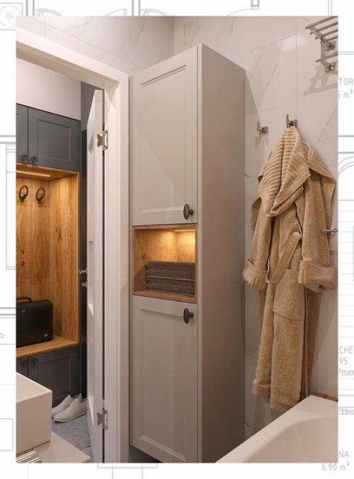 Благодаря грамотной перепланировке и зонированию, получается добиться по-настоящему комфортного и красивого дизайна квартиры 45 кв. 08