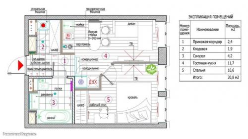 32 кв.  м после капитального ремонта. 09
