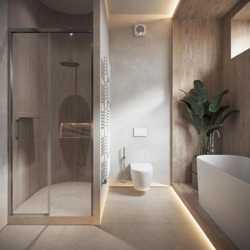 Доброе утро.  Мы начнем день с прекрасного и светлого интерьера большой ванной комнаты. 04