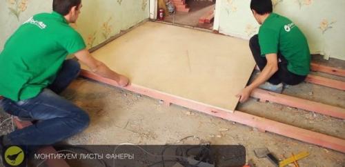 Пол из фанеры по лагам. 06 Пол из фанеры по лагам. 06