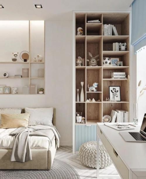 Замечательная детская комната в очень спокойной стиле. 03