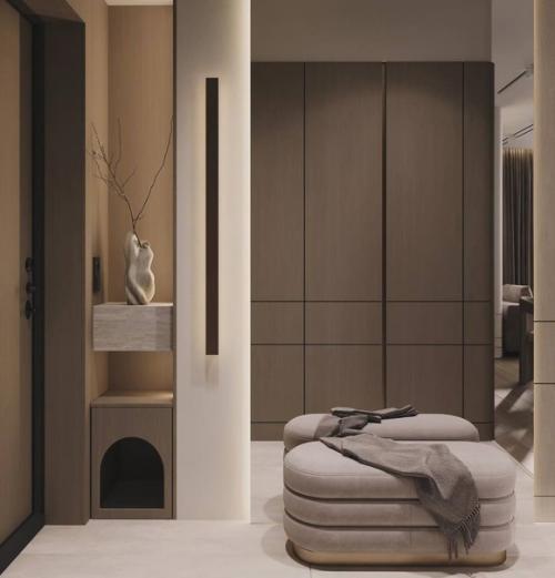 Природные оттенки, много дерева, минимум острых углов, локаничность - это все в дизайне этого проекте. 07