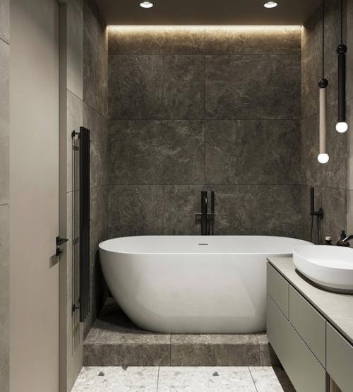 Черная фурнитура отлично сочетается с различными оттенками плитки и стен, позволяя создать уникальный дизайн интерьера. 01