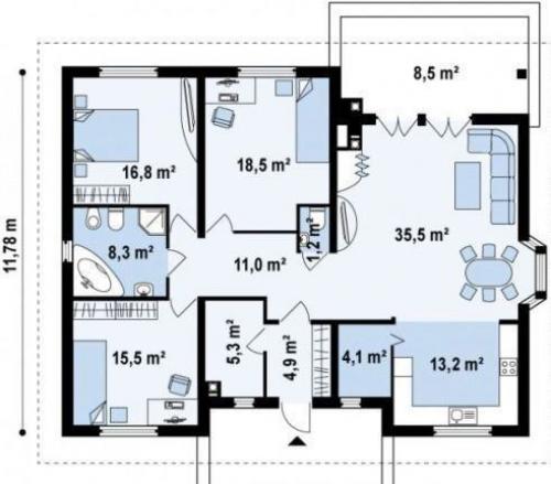 1-Этажный дом 130 м. 01