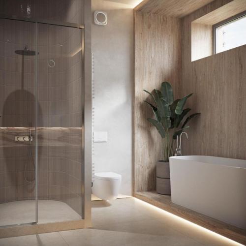 Доброе утро.  Мы начнем день с прекрасного и светлого интерьера большой ванной комнаты. 03