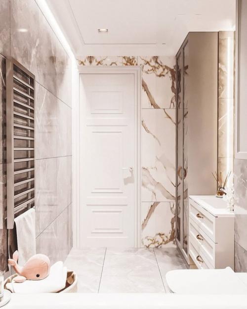 Очень нежная ванная комната на последних фото есть все размеры и название плитки. 03