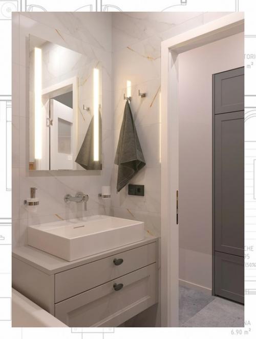 Благодаря грамотной перепланировке и зонированию, получается добиться по-настоящему комфортного и красивого дизайна квартиры 45 кв. 07