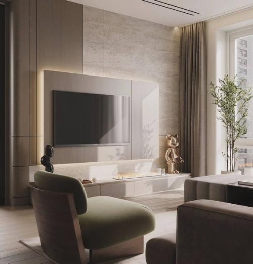 Природные оттенки, много дерева, минимум острых углов, локаничность - это все в дизайне этого проекте. 03