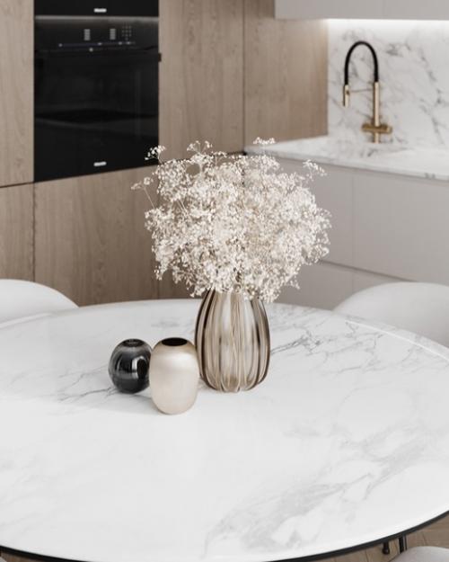 Современный минимализм.  Фасады гладкие, без фрезеровки, нет ярких акцентов, минимум декора. 01