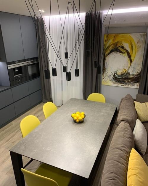 Просторная кухня - гостиная после ремонта. 02