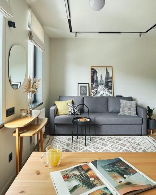 Интерьер небольшой, но очень стильной и функциональной квартиры, площадью 29 кв. 01