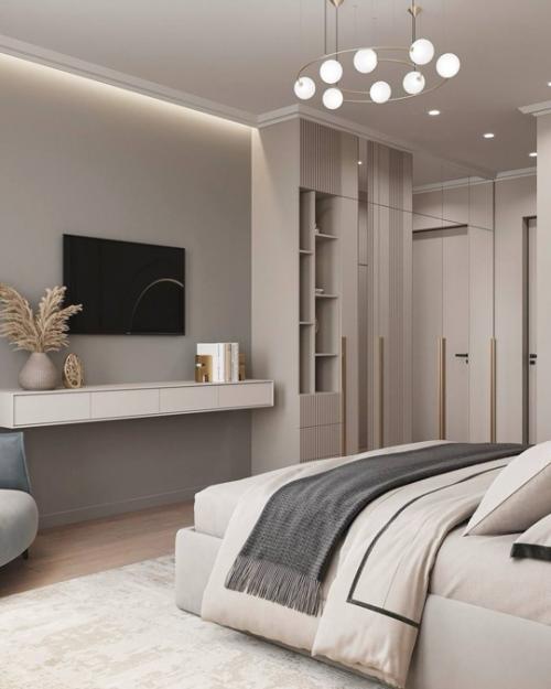 Такая мягкая, спокойная, но очень функциональная спальня! 02