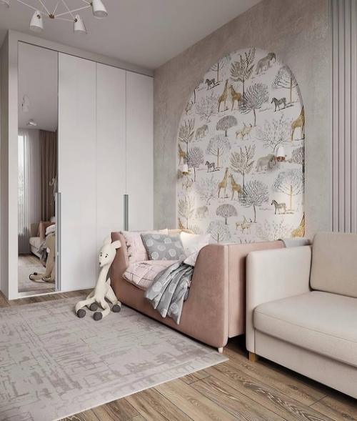 Интерьер квартиры в современном стиле в спокойных тёплых оттенках. 05