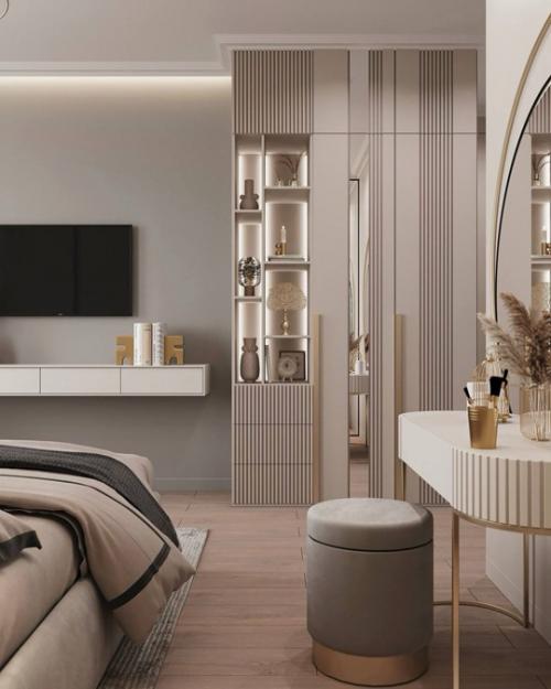 Такая мягкая, спокойная, но очень функциональная спальня! 08