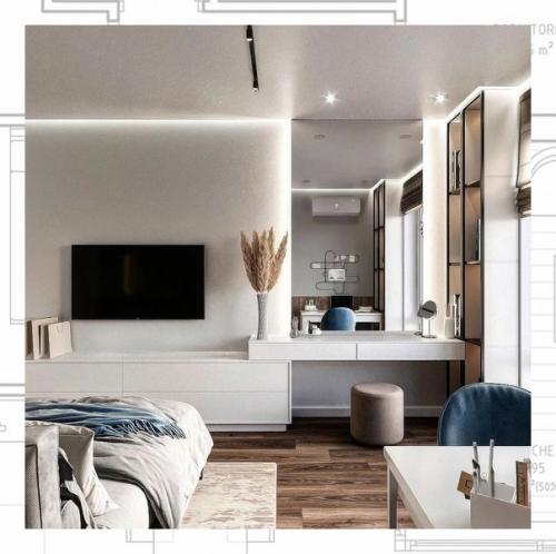 Дизайн спальни, площадью - 14 кв. 03