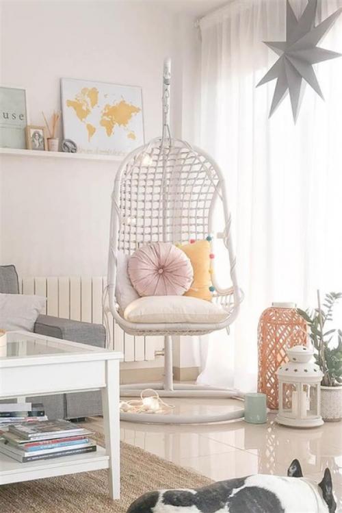 Организовать райский уголок в квартире или доме поможет плетеное подвесное кресло. 06