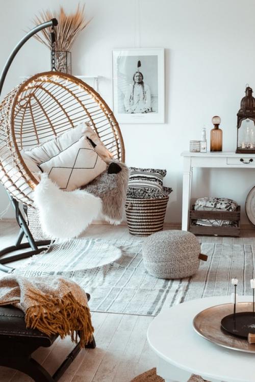Организовать райский уголок в квартире или доме поможет плетеное подвесное кресло. 03
