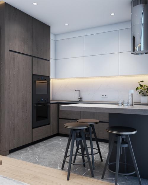 Дизайн кухни студии площадью 21. 01