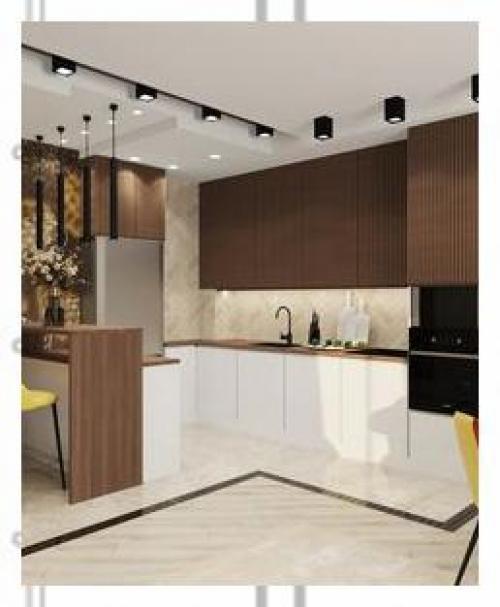 Яркий и нестандартный дизайн - проект кухни - гостиной и прихожей. 02