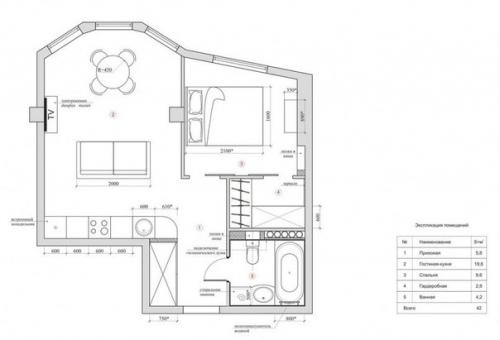 Шикарные апартаменты небольшой площадью всего 42 кв. 08