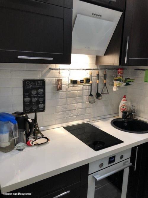 Здравствуйте!  Мы хотим поделиться нашими стараниями кухня 5, 8 кв м, своими руками. 04