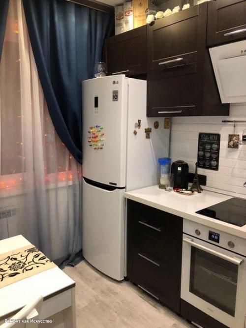 Здравствуйте!  Мы хотим поделиться нашими стараниями кухня 5, 8 кв м, своими руками. 02