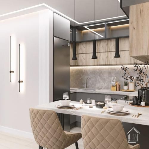 Школа ремонта.  Особенности дизайна кухни - гостиной. 01