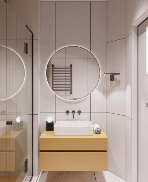 Двухцветный интерьер ванной комнаты. 01