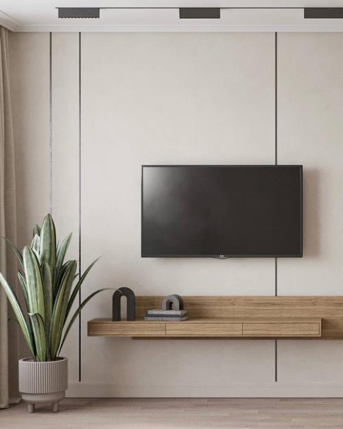 Интерьер спальни с гардеробной в светлых тонах. 02