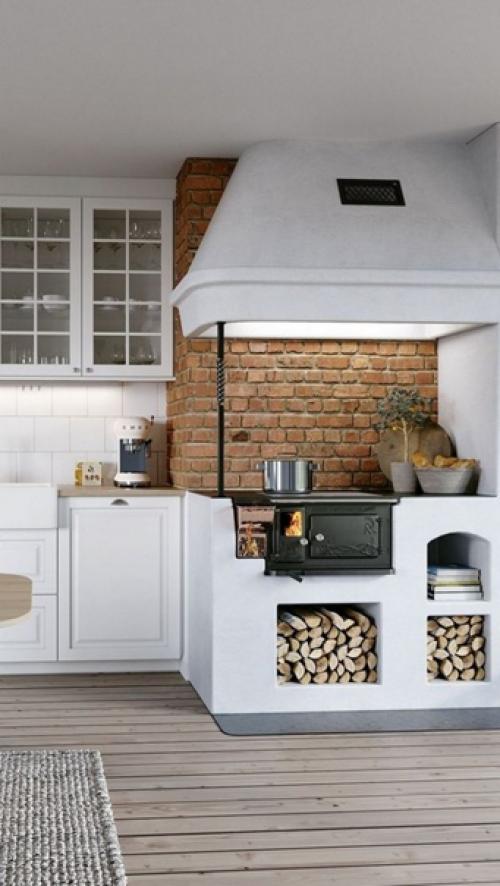 Красивый дизайн дома с помощью современной печи из кирпича. 02