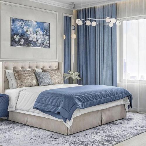 Дизайн спальни в холодной цветовой гамме. 01