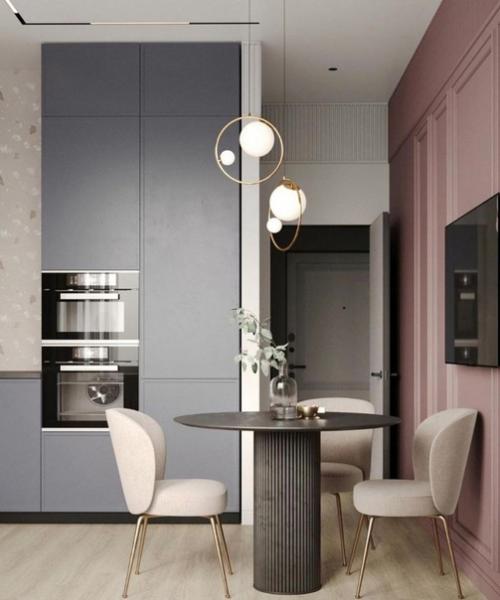 Дизайн - проект кухни - гостиной в приятной цветовой гамме. 03