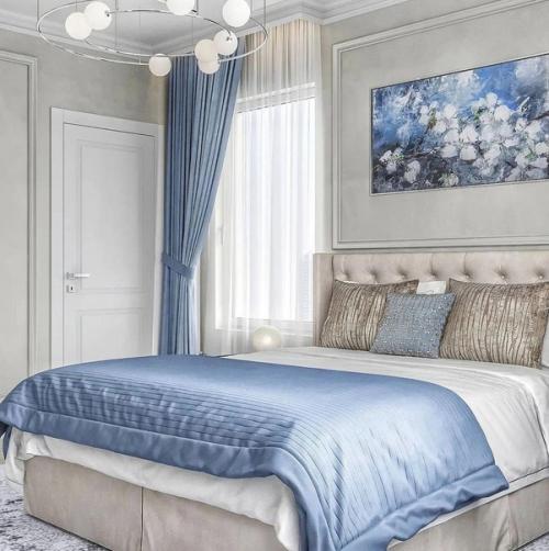 Дизайн спальни в холодной цветовой гамме. 03