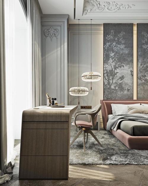 Дизайн - проект спальни в загородном доме. 01