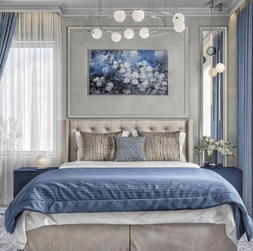 Дизайн спальни в холодной цветовой гамме. 04
