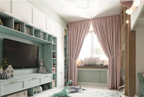 Уютный и светлый интерьер детской для разнополых детей 5 и 7 лет. 02