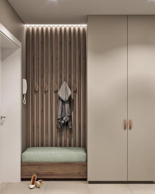 Проект квартиры, который сделан в максимально спокойных тонах. 09