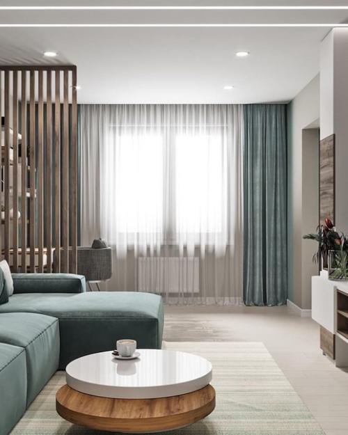 Проект квартиры, который сделан в максимально спокойных тонах. 04