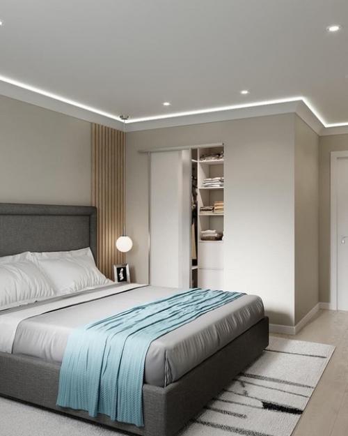 Проект квартиры, который сделан в максимально спокойных тонах. 06