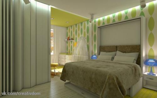 А как вам солнечная однокомнатная квартира в желтых тонах? 01